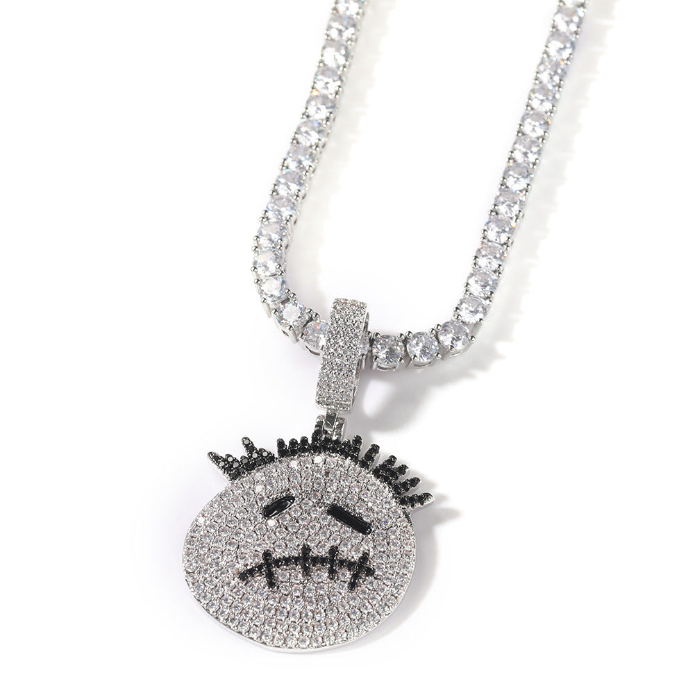 Hip-hop cartoon zircon spiky-head avatar necklace - MERGE.DAY.1.FREESTYLE