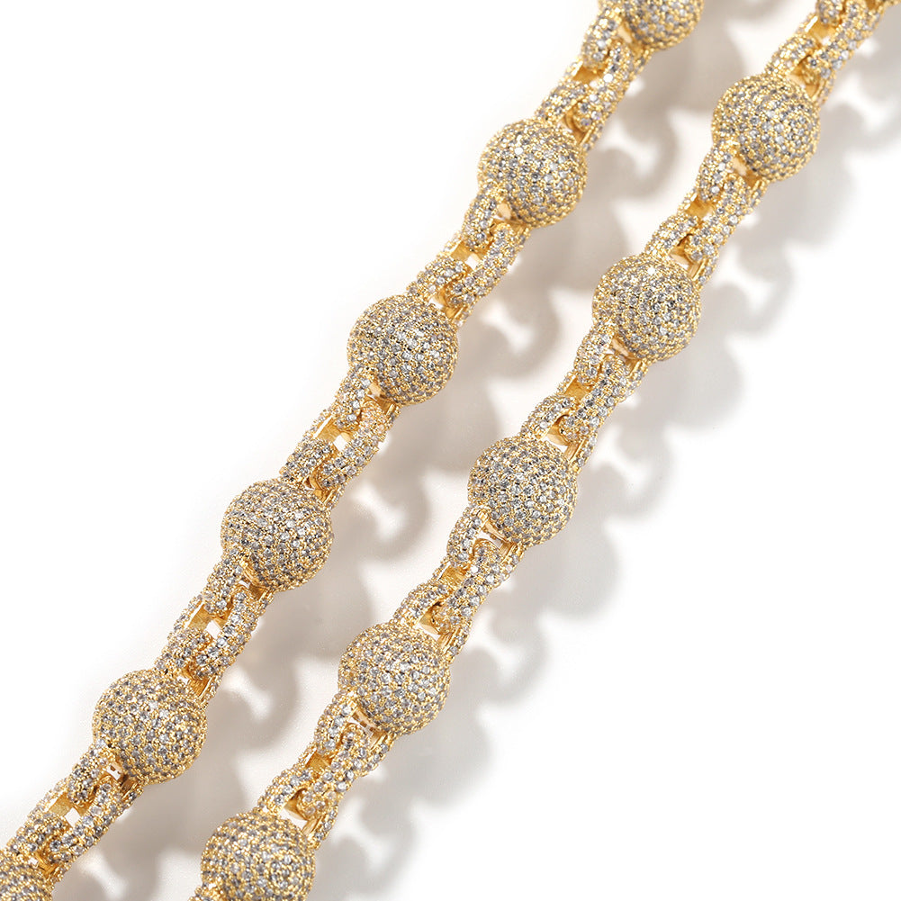 10mm Micropaved 5A Zirconia Ball Chain Necklace - MERGE.DAY.1.FREESTYLE