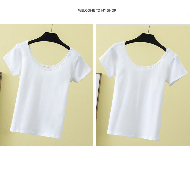 Summer slim fit large U-neck short-sleeved T-shirt - MERGE.DAY.1.FREESTYLE