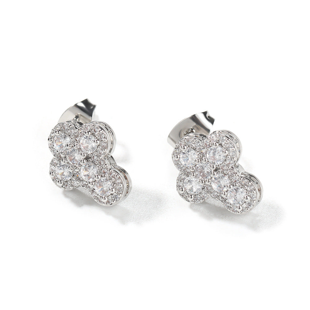 Hip-hop fashion diamond-encrusted cross stud earrings - MERGE.DAY.1.FREESTYLE