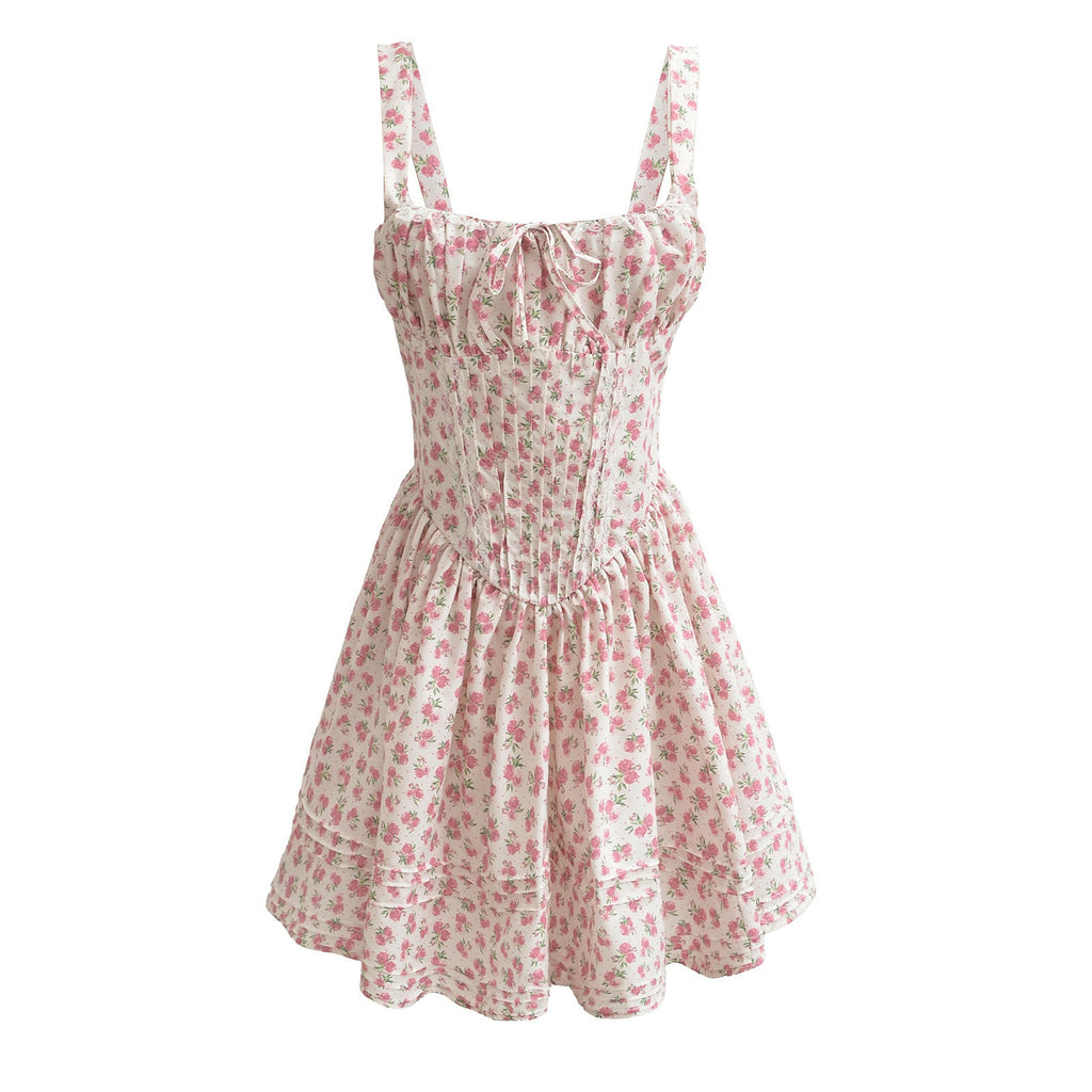 French girl floral suspender dress playful summer dress - MERGE.DAY.1.FREESTYLE