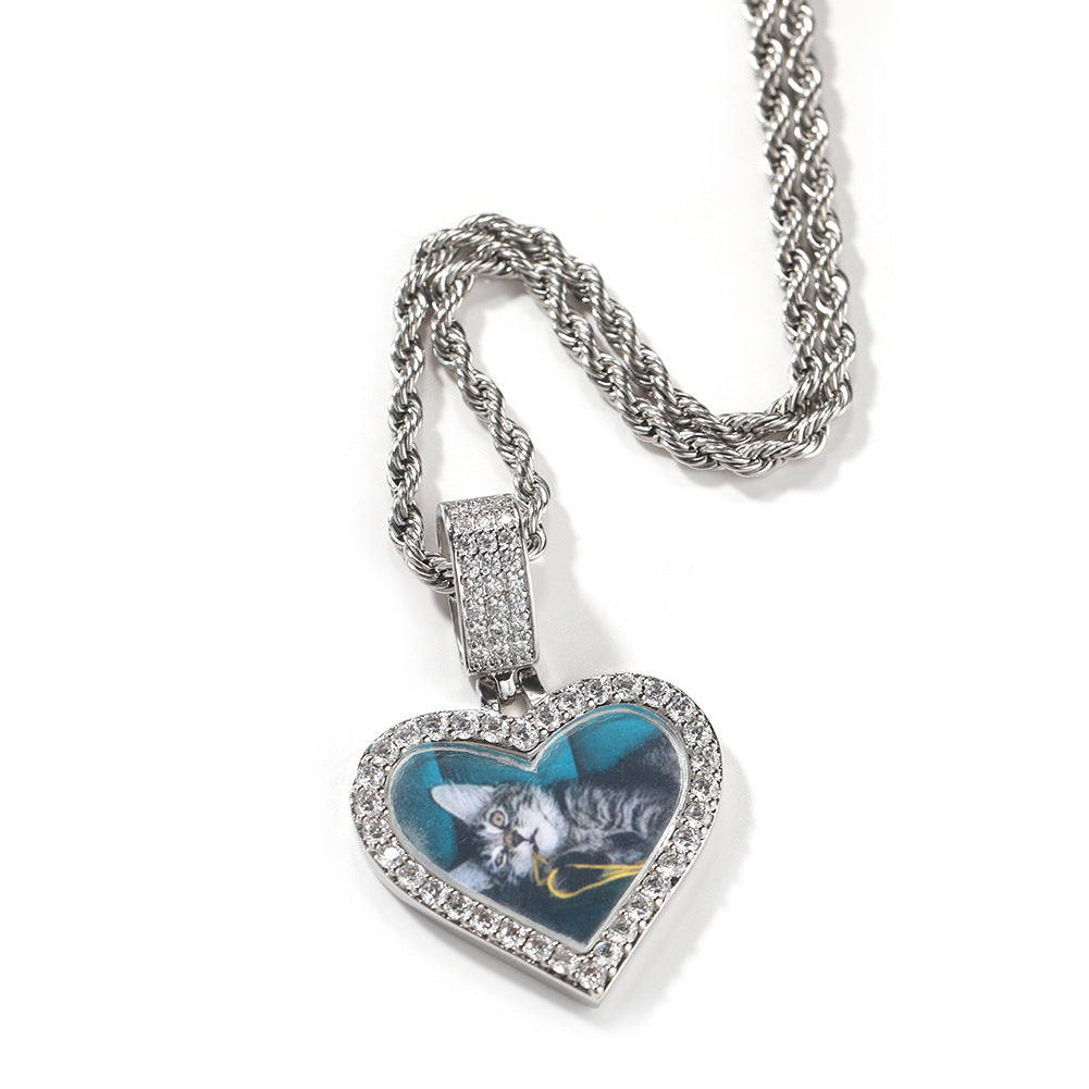 Customized photo heart shape pendant couple necklace - MERGE.DAY.1.FREESTYLE