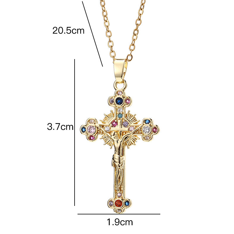 Cross colored zircon micro inlaid zircon necklace pendant - MERGE.DAY.1.FREESTYLE
