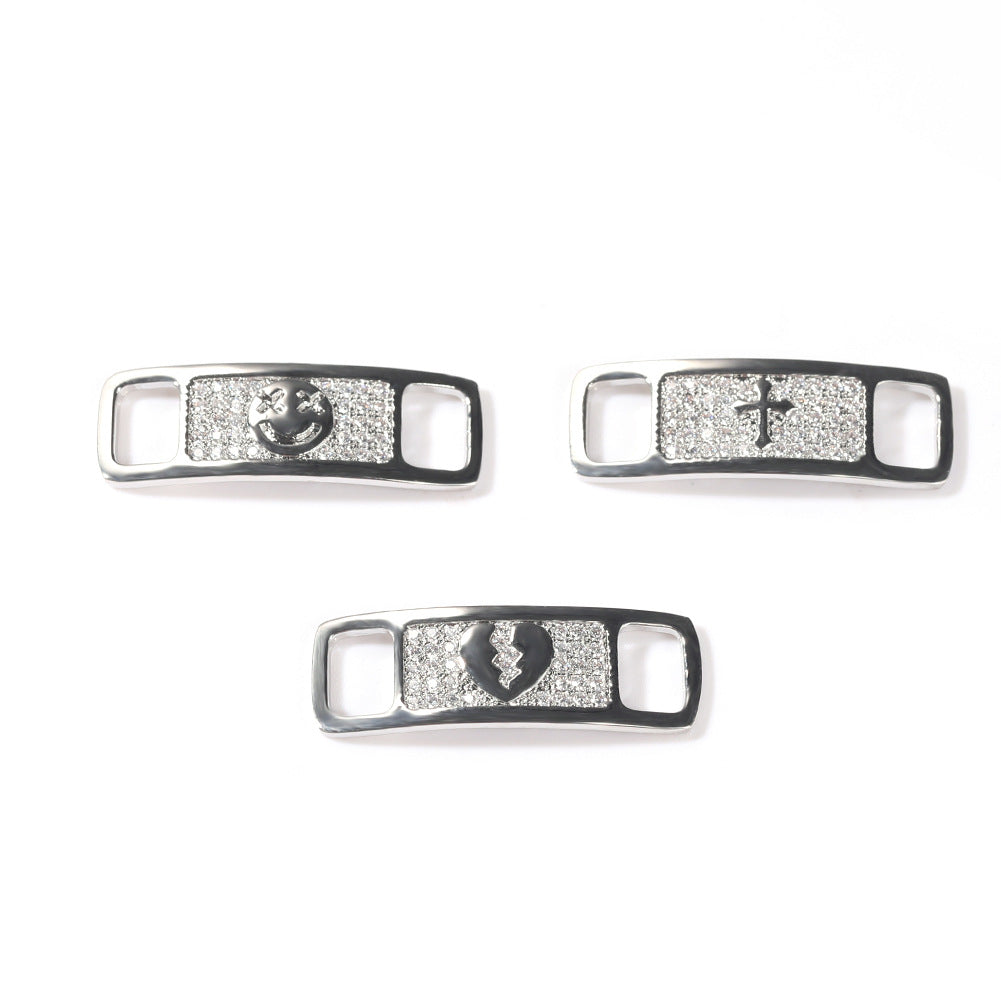 Hip-hop zircon cross smiling face broken heart shoe buckle - MERGE.DAY.1.FREESTYLE