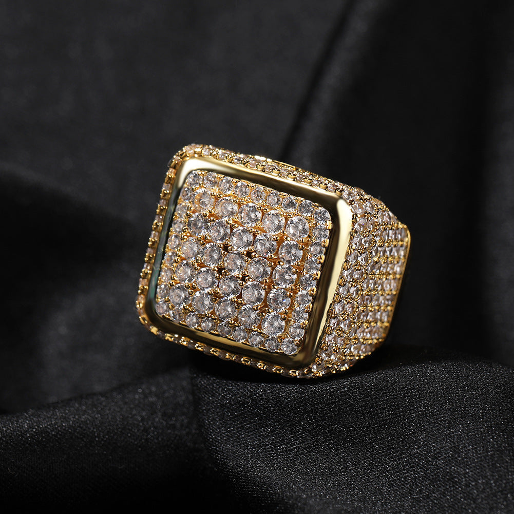 Hip-hop large square ring with zircon - MERGE.DAY.1.FREESTYLE