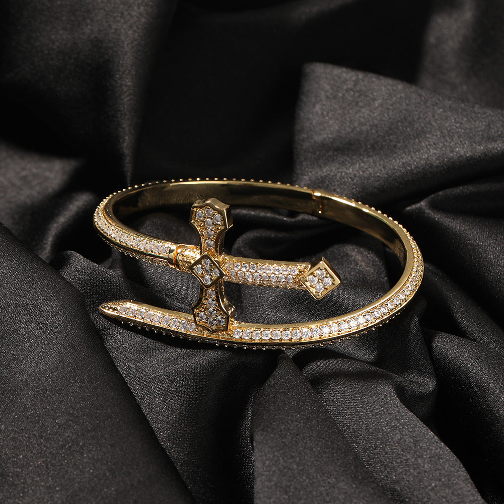 Hip-hop full-diamond justice sword bracelet inlaid with zircon - MERGE.DAY.1.FREESTYLE