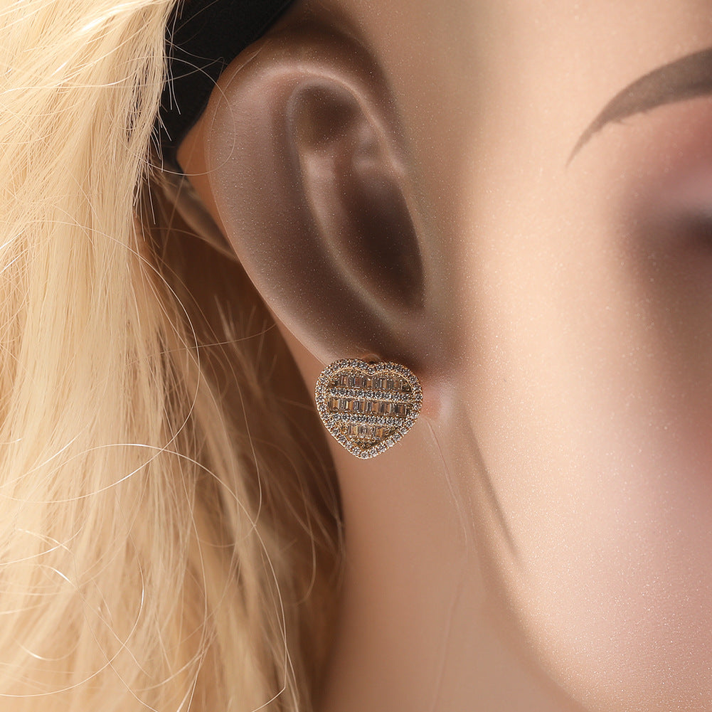 Hip-hop inlaid zircon heart-shaped earrings - MERGE.DAY.1.FREESTYLE