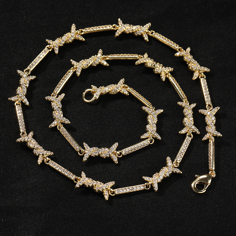 Hiphop zircon-encrusted barbed wire necklace - MERGE.DAY.1.FREESTYLE