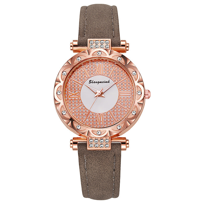 Korean-style quartz watch with a simple leather strap. - MERGE.DAY.1.FREESTYLE