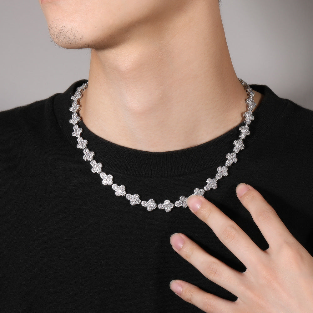 mens gold cross moissanite chain necklace - MERGE.DAY.1.FREESTYLE