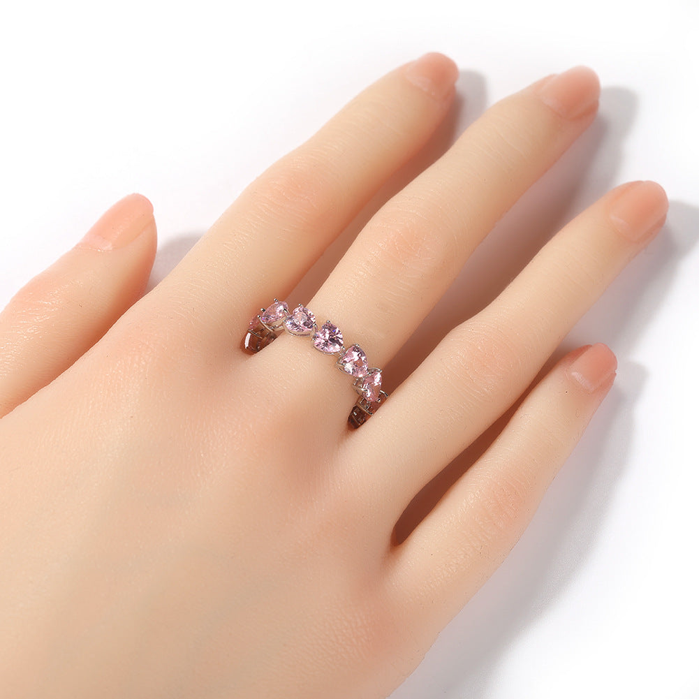 Hip-hop single-row heart-shaped zircon rings - MERGE.DAY.1.FREESTYLE