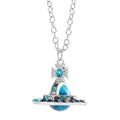 Saturn necklace, teardrop colored diamond earrings, Saturn earrings - MERGE.DAY.1.FREESTYLE