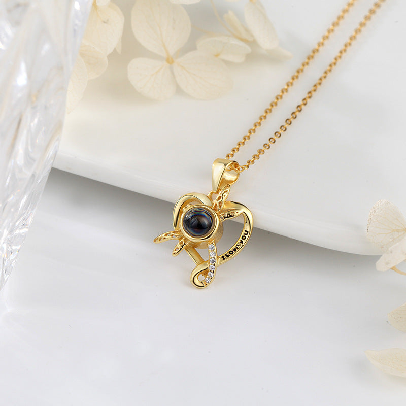 Dragonfly Love Heart Projection Necklace - MERGE.DAY.1.FREESTYLE