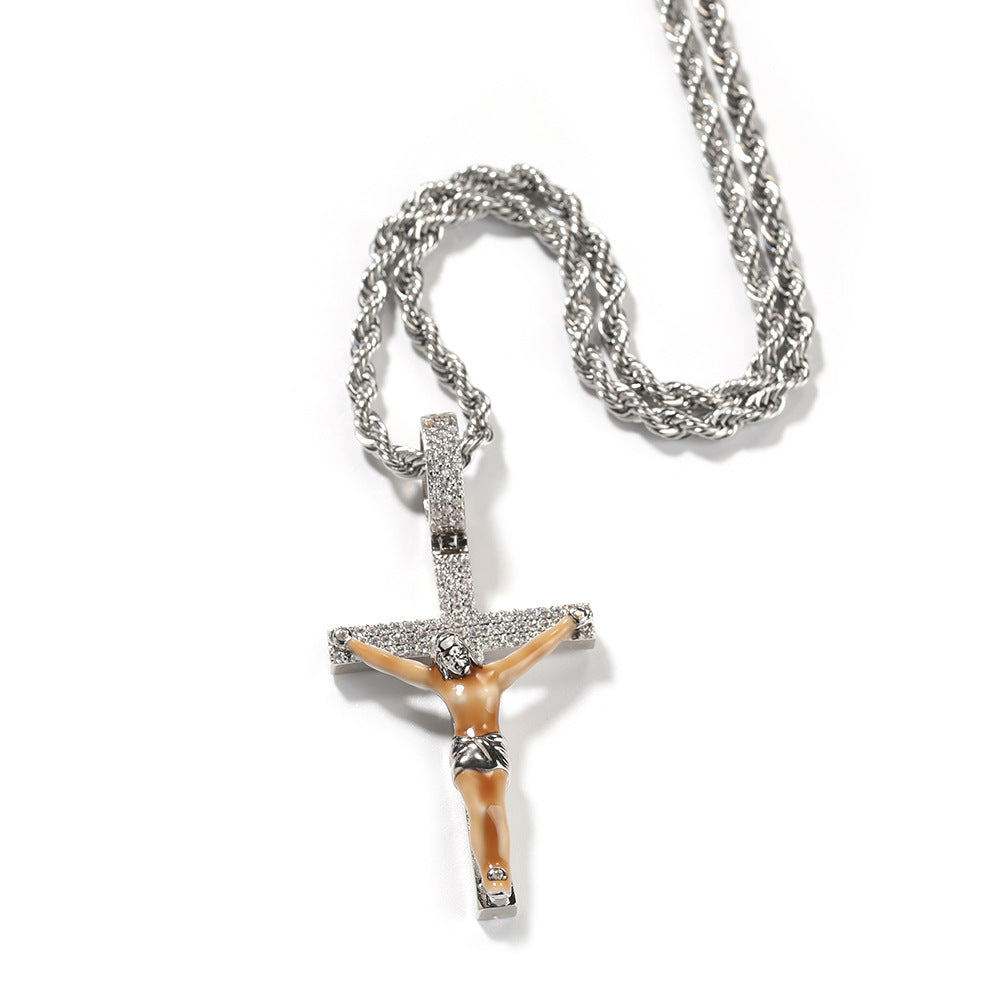 Enamel Cross Diamond Pendant - MERGE.DAY.1.FREESTYLE