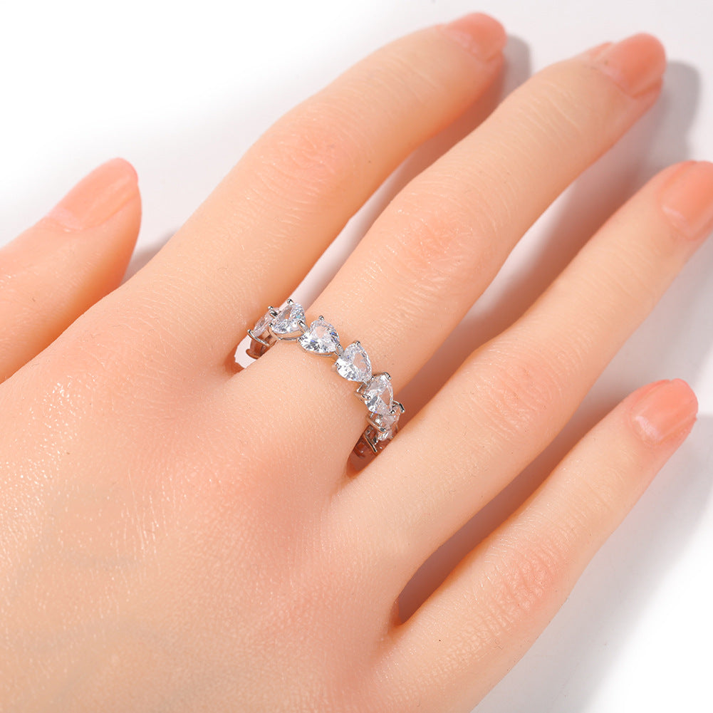 Hip-hop single-row heart-shaped zircon rings - MERGE.DAY.1.FREESTYLE