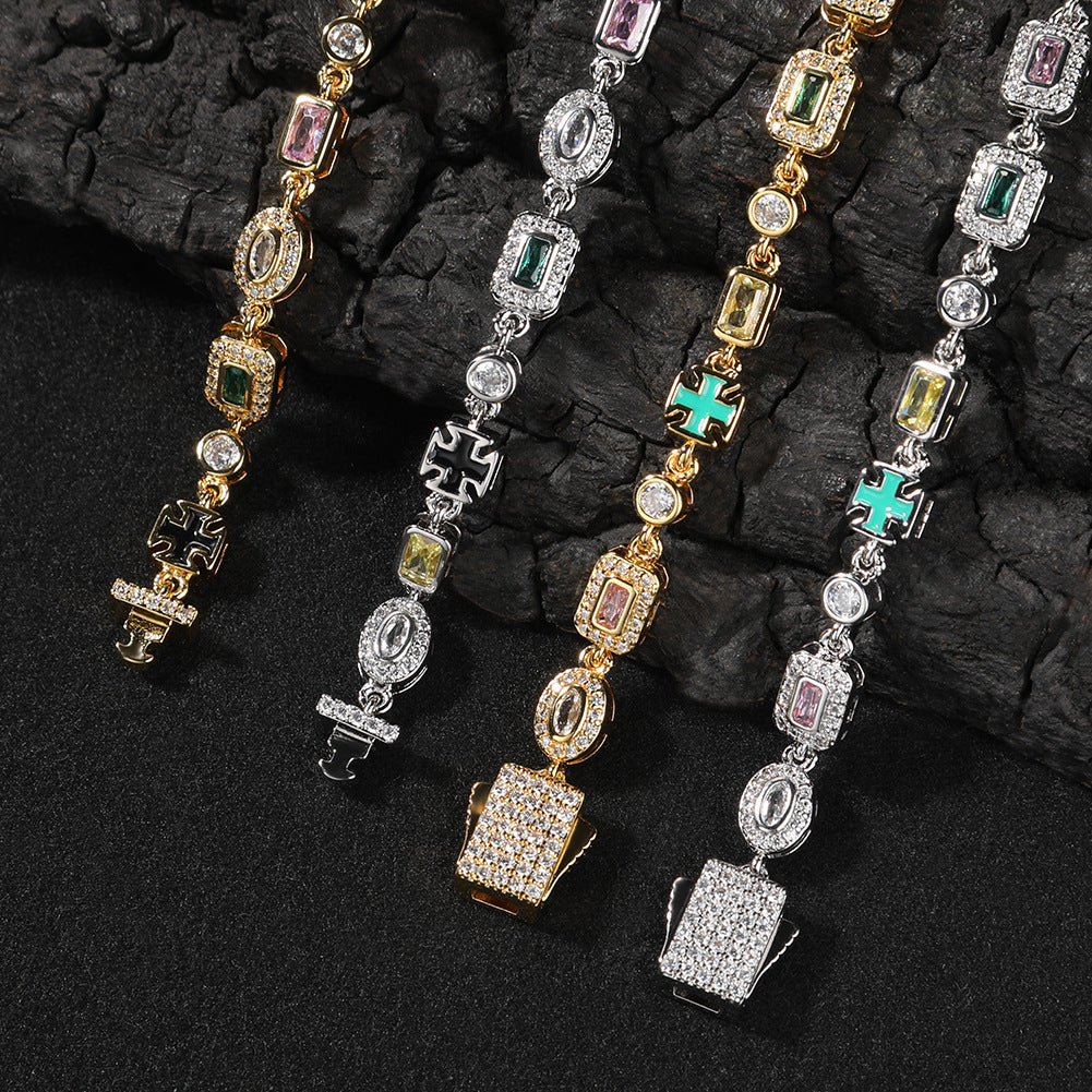Hip-Hop Diamond-Encrusted 6mm Colored Gemstone Bracelet - MERGE.DAY.1.FREESTYLE
