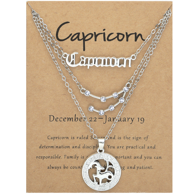 Zodiac Necklace Vintage English Star Image Pendant Three Piece Jewelry Set - MERGE.DAY.1.FREESTYLE
