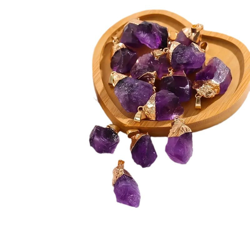 Natural amethyst gold-plated pendant - MERGE.DAY.1.FREESTYLE
