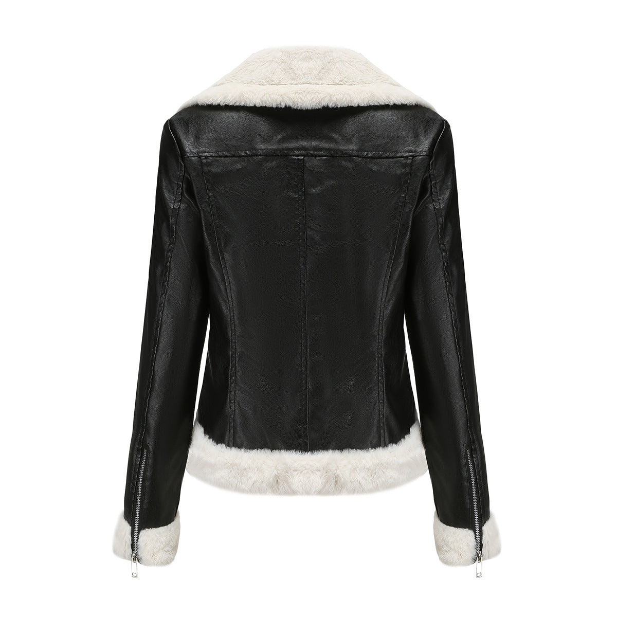 Autumn and winter fleece leather women's warm long-sleeved lapel coat jacket - MERGE.DAY.1.FREESTYLE