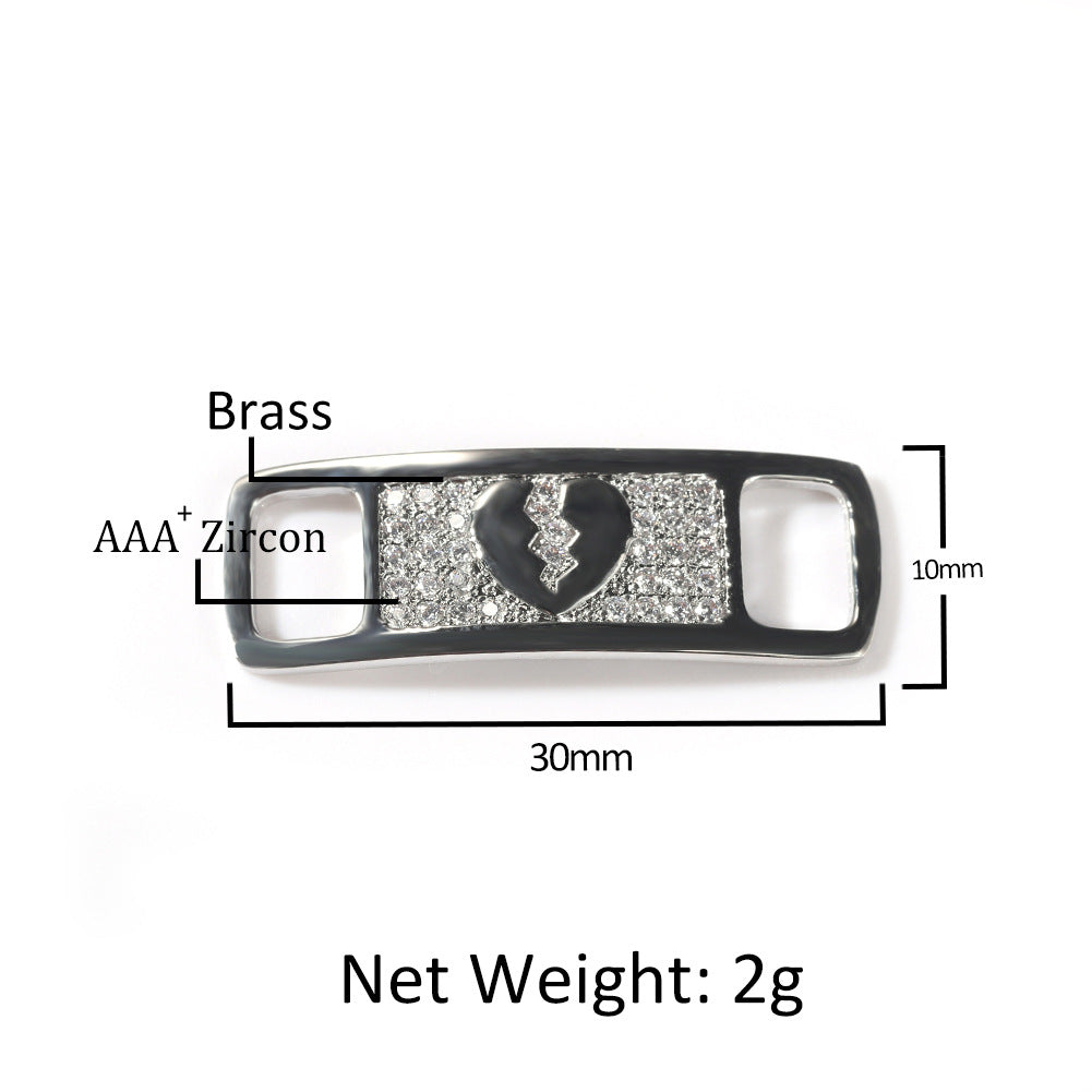 Hip-hop zircon cross smiling face broken heart shoe buckle - MERGE.DAY.1.FREESTYLE