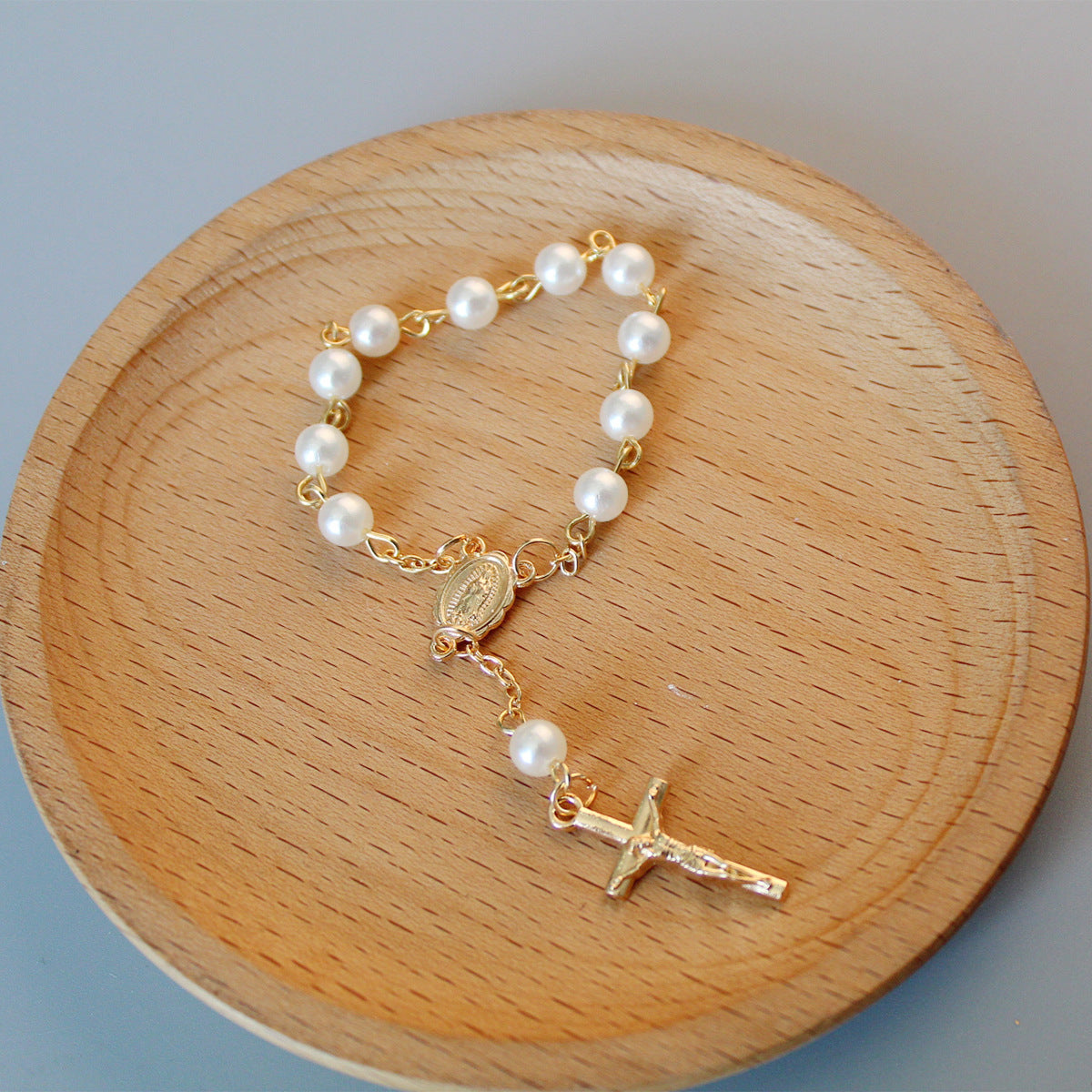 rosary pearl cross full moon blessing bracelet - MERGE.DAY.1.FREESTYLE