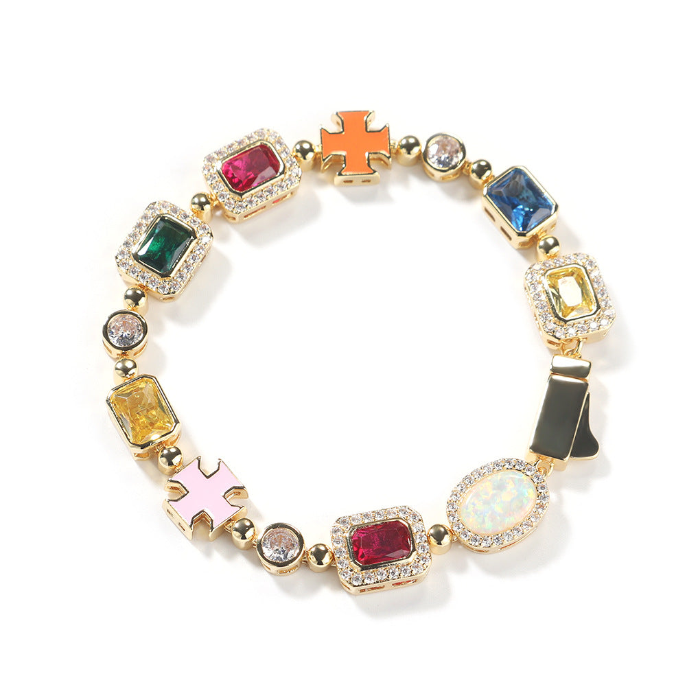 Hip-hop diamond multi-colored gemstone necklace - MERGE.DAY.1.FREESTYLE