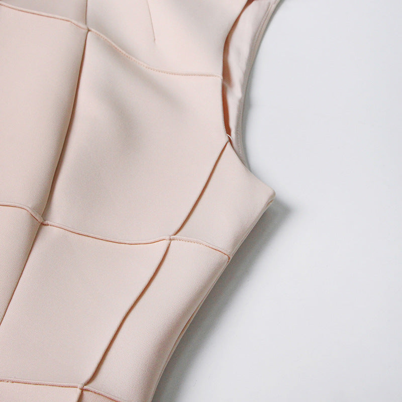 Pleated round neck sleeveless A dress with waist slimming long skirt - MERGE.DAY.1.FREESTYLE