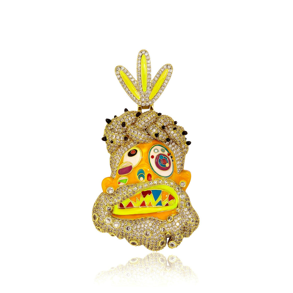 Diamond-studded colorful dripping oil cartoon head hip-hop pendant necklace wholesale - MERGE.DAY.1.FREESTYLE