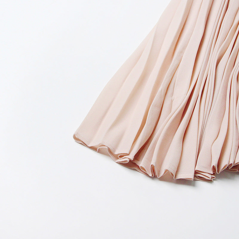 Pleated round neck sleeveless A dress with waist slimming long skirt - MERGE.DAY.1.FREESTYLE