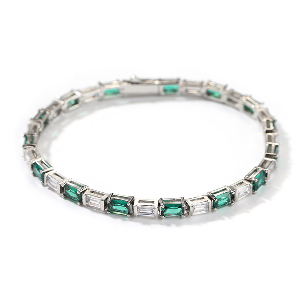 Hip-hop zircon-encrusted emerald color-matching tennis chain - MERGE.DAY.1.FREESTYLE