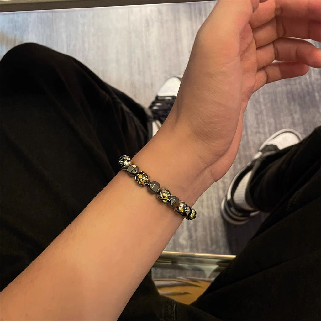 Irregular black gallstone stitching bracelet - MERGE.DAY.1.FREESTYLE