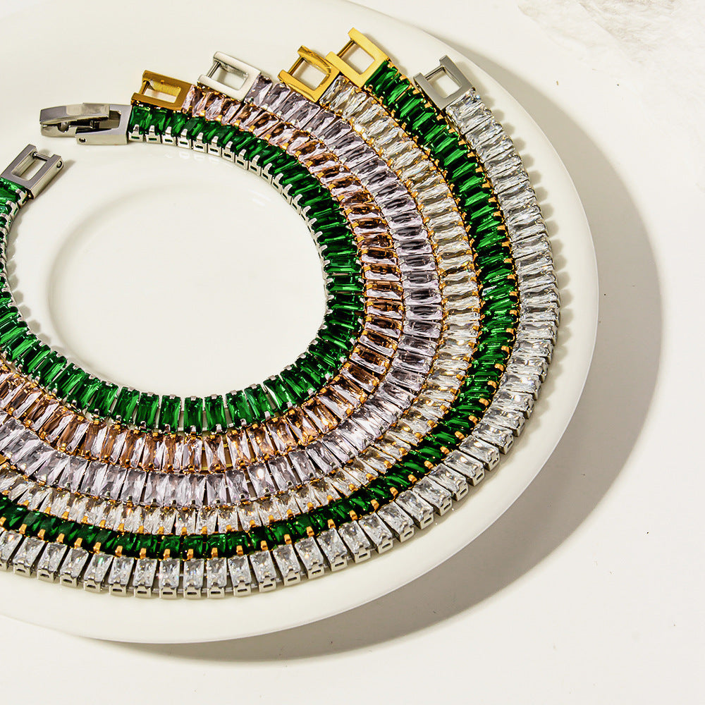 Stainless steel color zircon tennis chain - MERGE.DAY.1.FREESTYLE