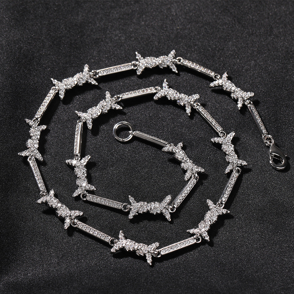 Hiphop zircon-encrusted barbed wire necklace - MERGE.DAY.1.FREESTYLE