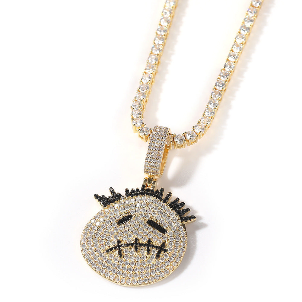 Hip-hop cartoon zircon spiky-head avatar necklace - MERGE.DAY.1.FREESTYLE