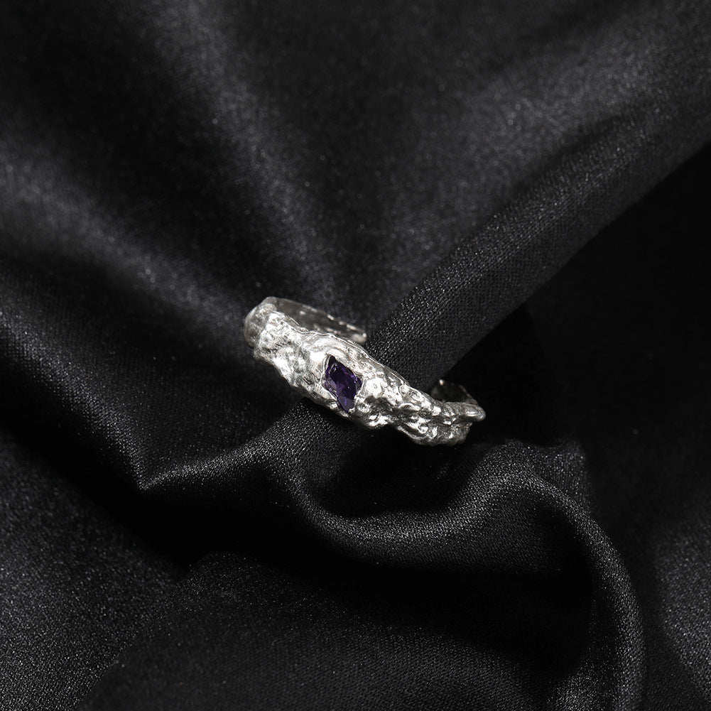 Hip-Hop 925 Silver Ring with Purple Zircon - MERGE.DAY.1.FREESTYLE