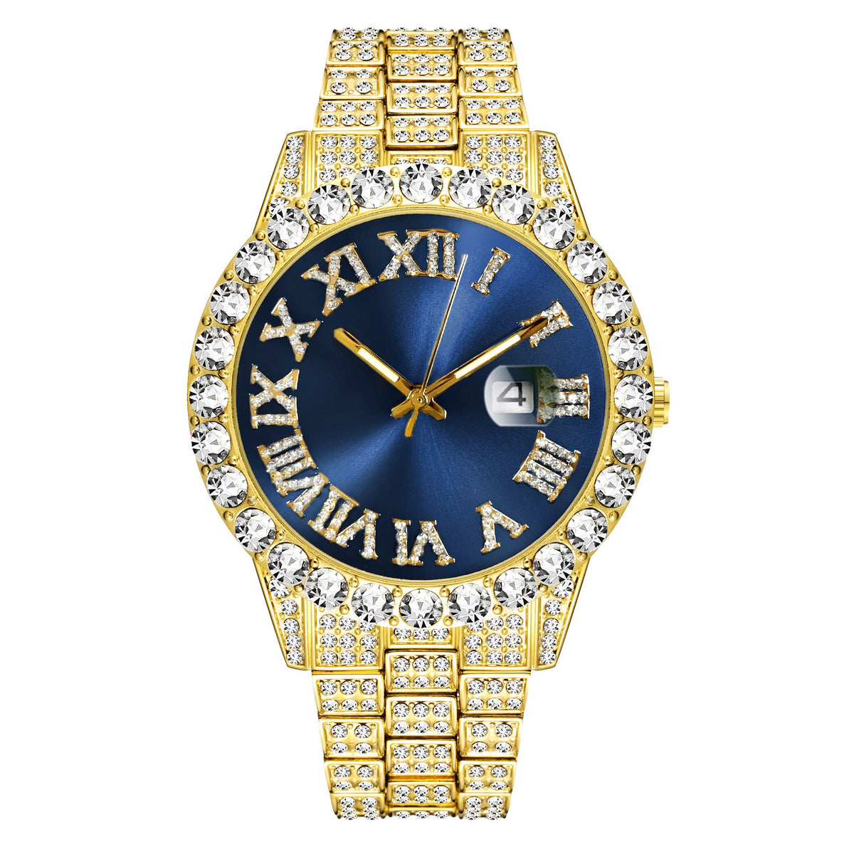Hip-hop watch with Roman numerals and diamonds, large dial - MERGE.DAY.1.FREESTYLE