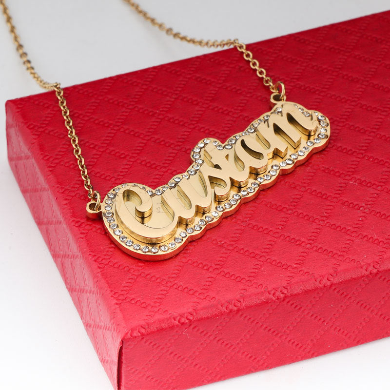 Customized double layer diamond name necklace - MERGE.DAY.1.FREESTYLE