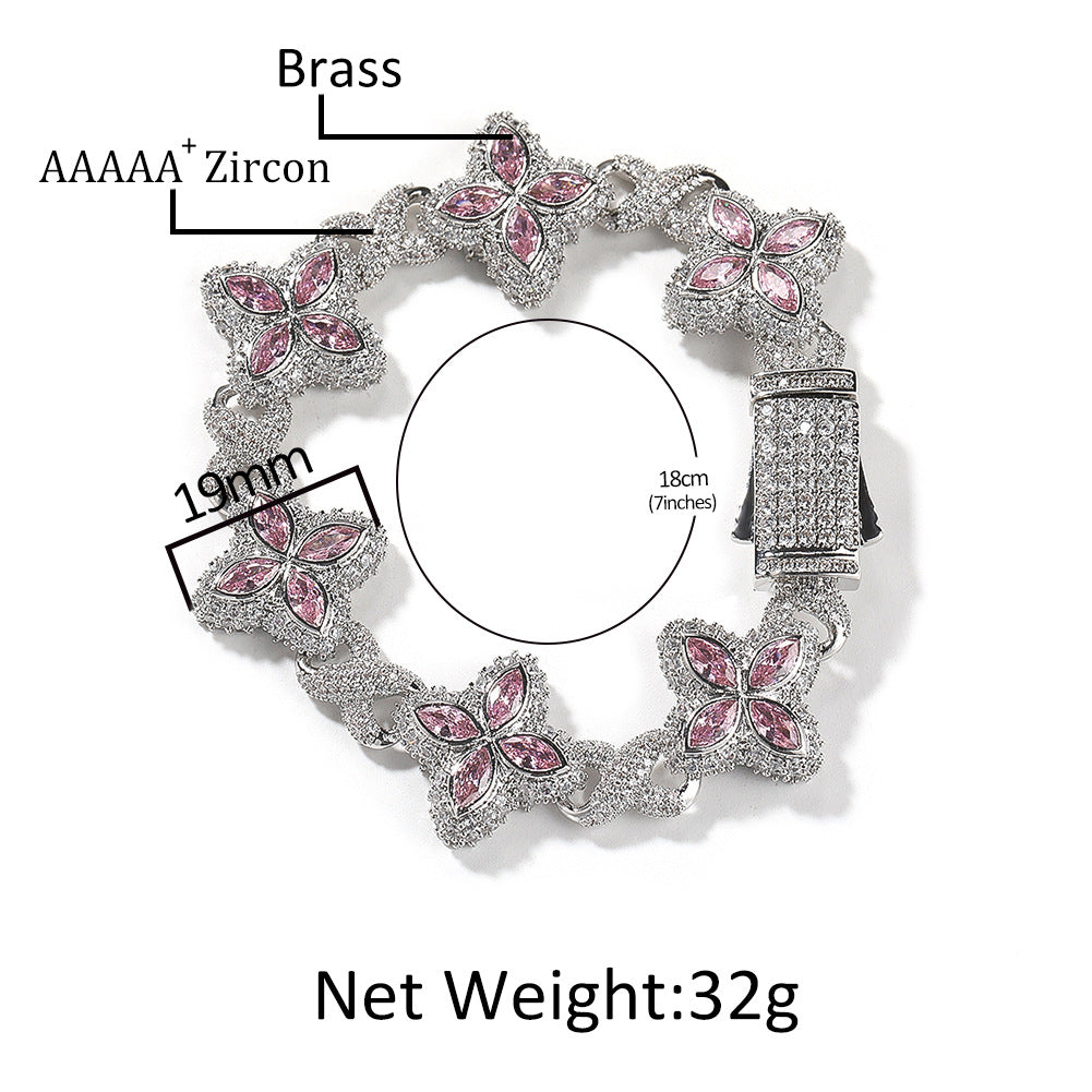 Hip-hop zircon colored infinite four-leaf clover bracelet - MERGE.DAY.1.FREESTYLE