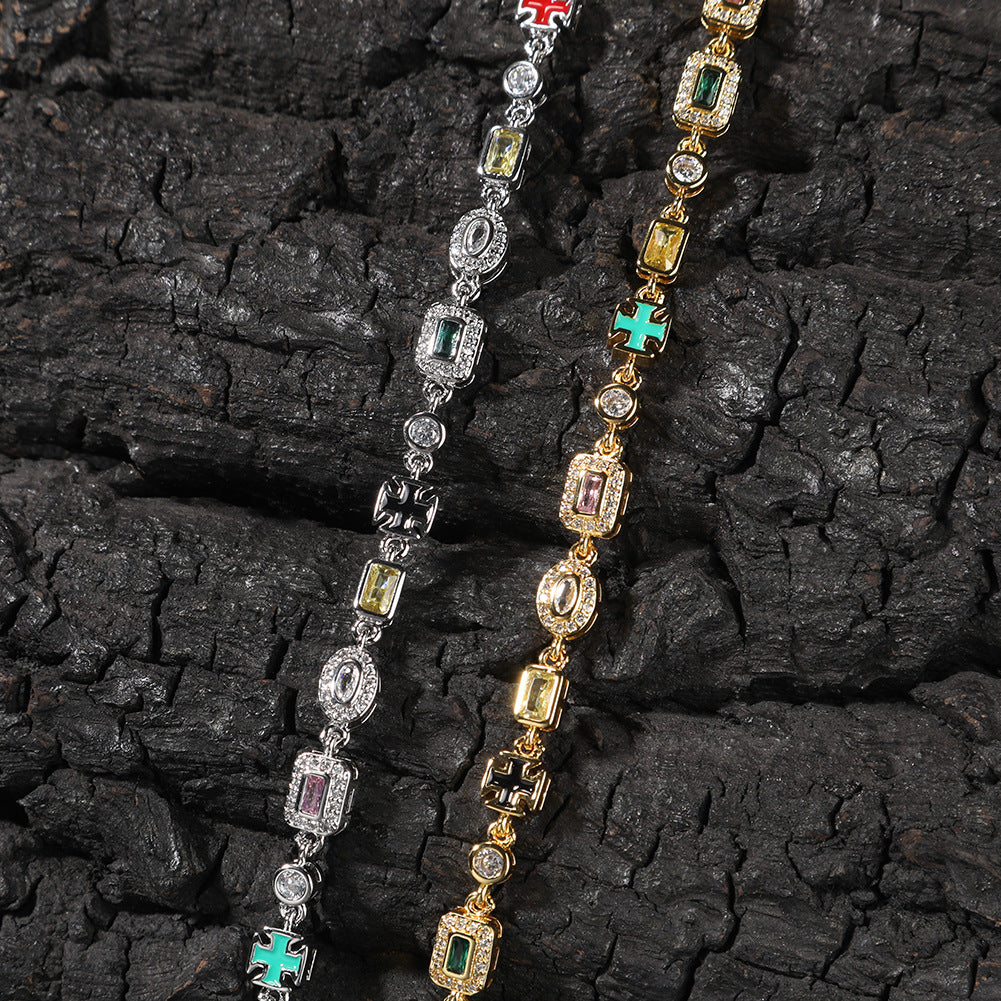 Hip-Hop Diamond-Encrusted 6mm Colored Gemstone Bracelet - MERGE.DAY.1.FREESTYLE
