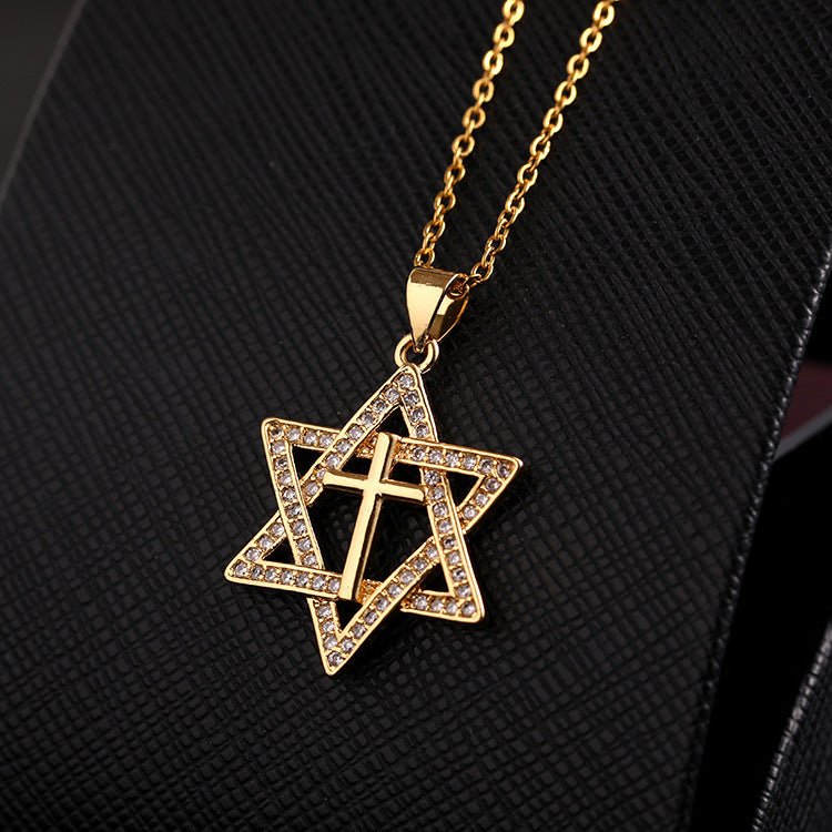 star of david necklace cross diamond necklace - MERGE.DAY.1.FREESTYLE