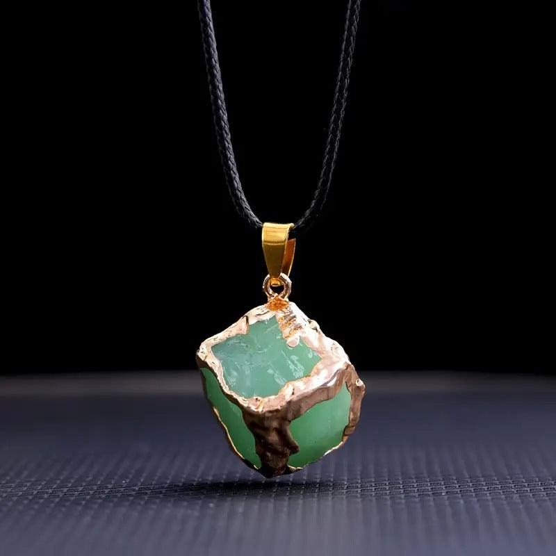 Natural stone mixed color crystal gold edge pendant - MERGE.DAY.1.FREESTYLE