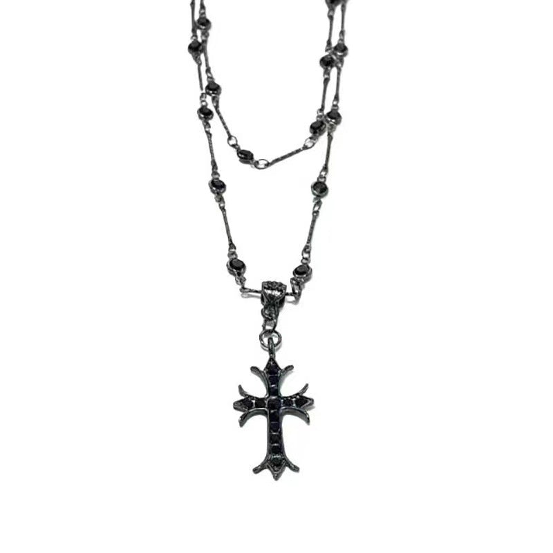 Dark Hot Girl Cross Double Layer Necklace - MERGE.DAY.1.FREESTYLE