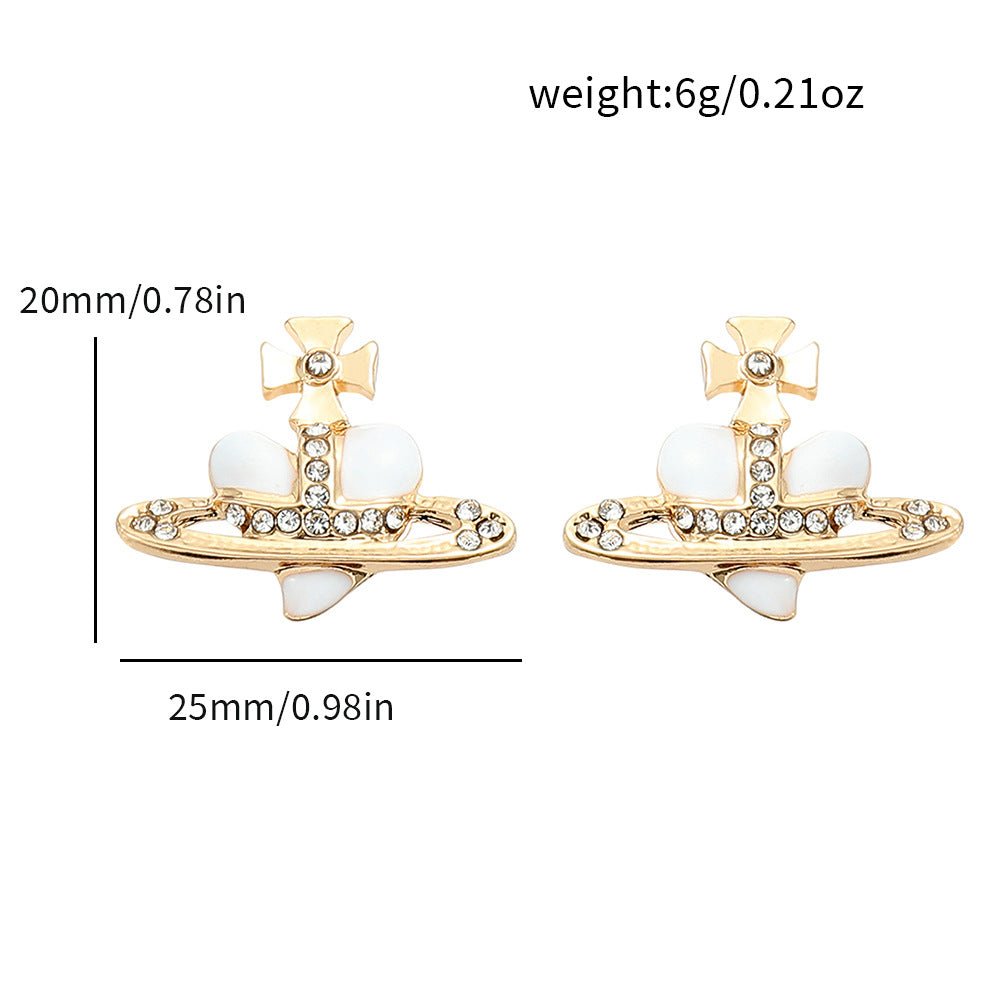 Saturn necklace, teardrop colored diamond earrings, Saturn earrings - MERGE.DAY.1.FREESTYLE