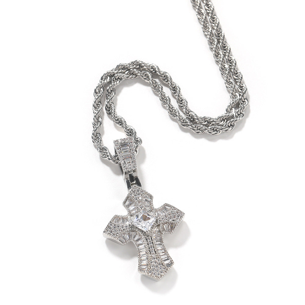 Rose Gold Cross Pendant with Micro-Zirconia - MERGE.DAY.1.FREESTYLE