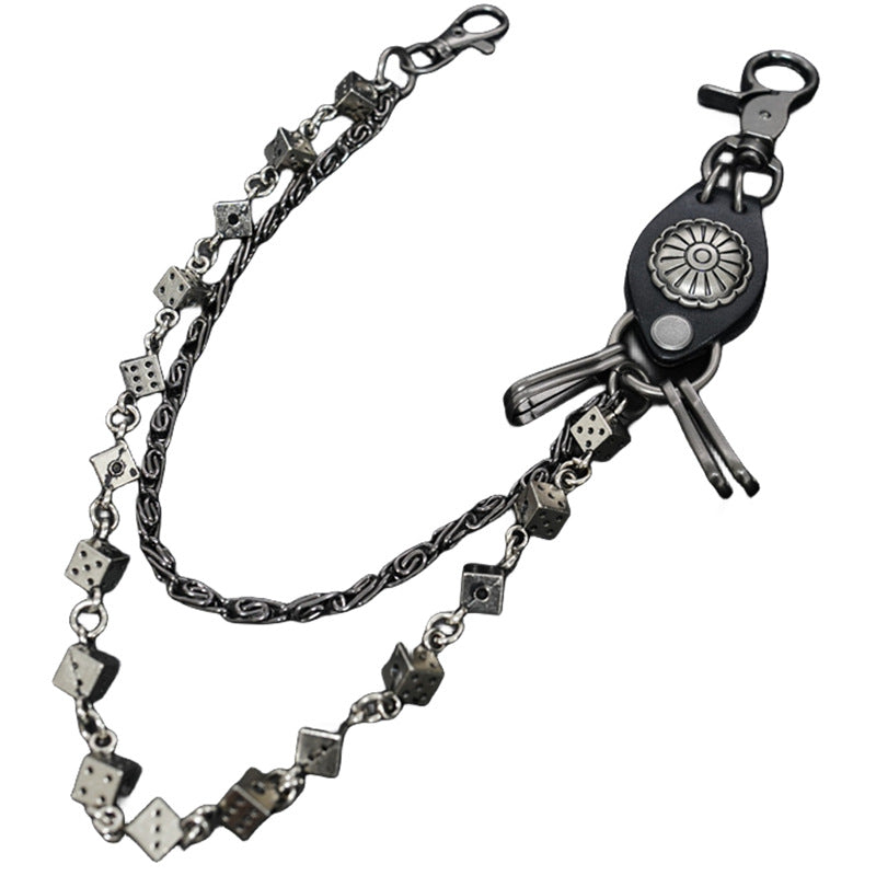 Carved leather dice vintage double-layer trouser chain waist chain - MERGE.DAY.1.FREESTYLE