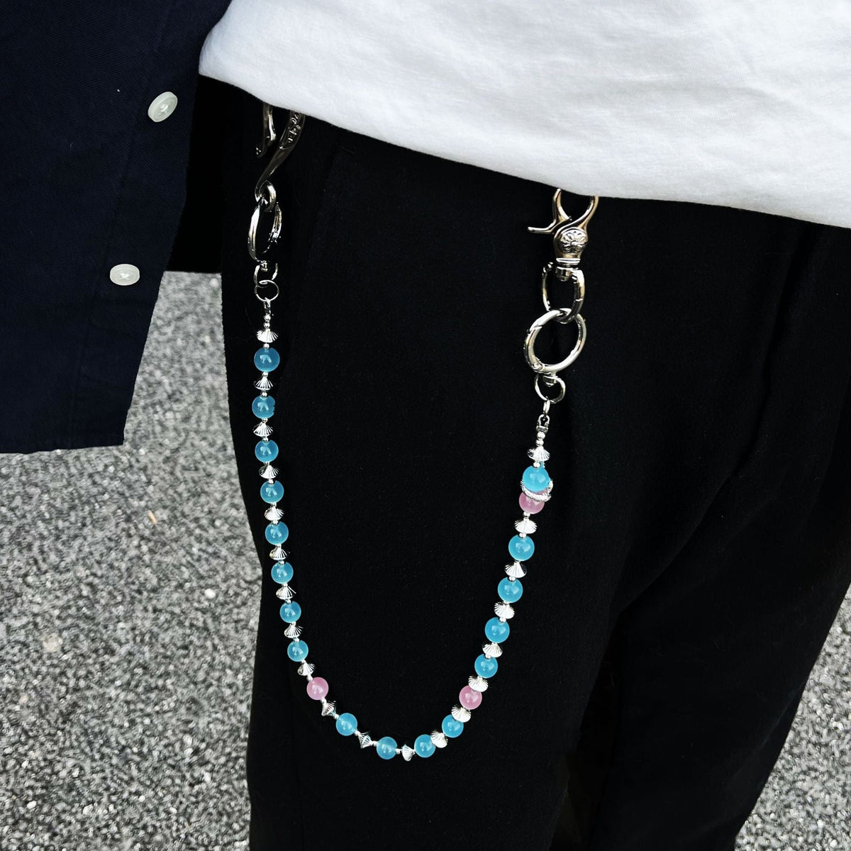 red and blue cat's eye stone chain - MERGE.DAY.1.FREESTYLE