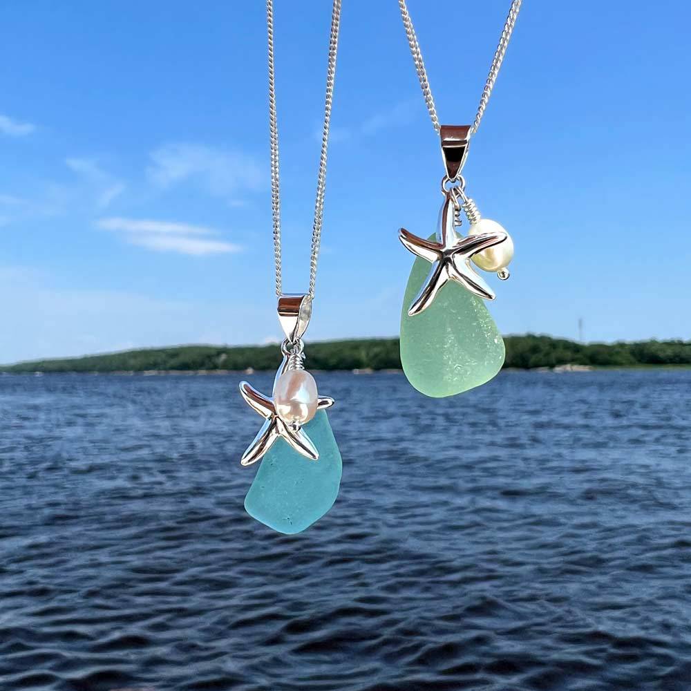 starfish necklace stone chalcedony pearl necklace - MERGE.DAY.1.FREESTYLE