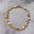 6mm blue colored gemstone bracelet with diamonds - MERGE.DAY.1.FREESTYLE
