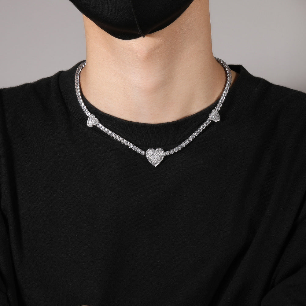 diamond tennis necklace Love heart chain - MERGE.DAY.1.FREESTYLE