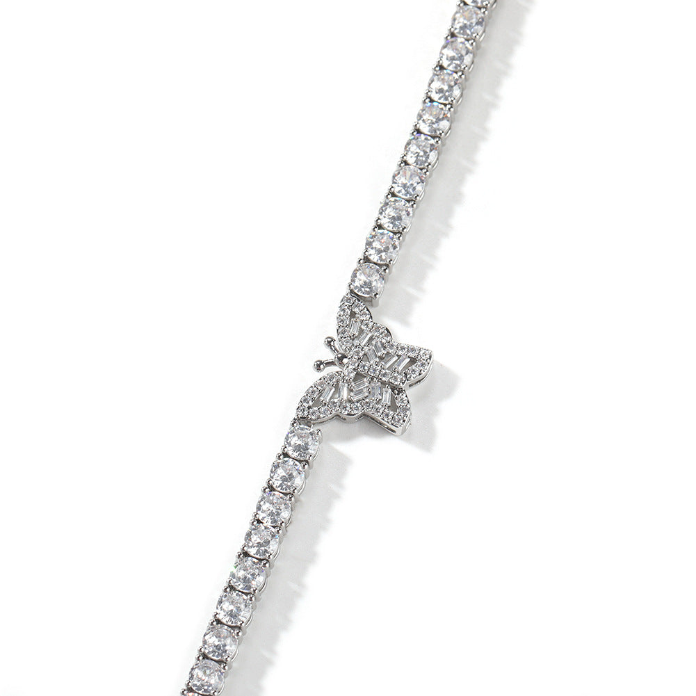 diamond tennis necklace butterfly chain - MERGE.DAY.1.FREESTYLE
